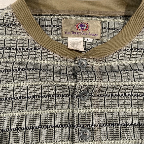 Vintage The Territory Ahead Men’s Henley Pullover Long Sleeve Knit 100% Cotton - Picture 3 of 4